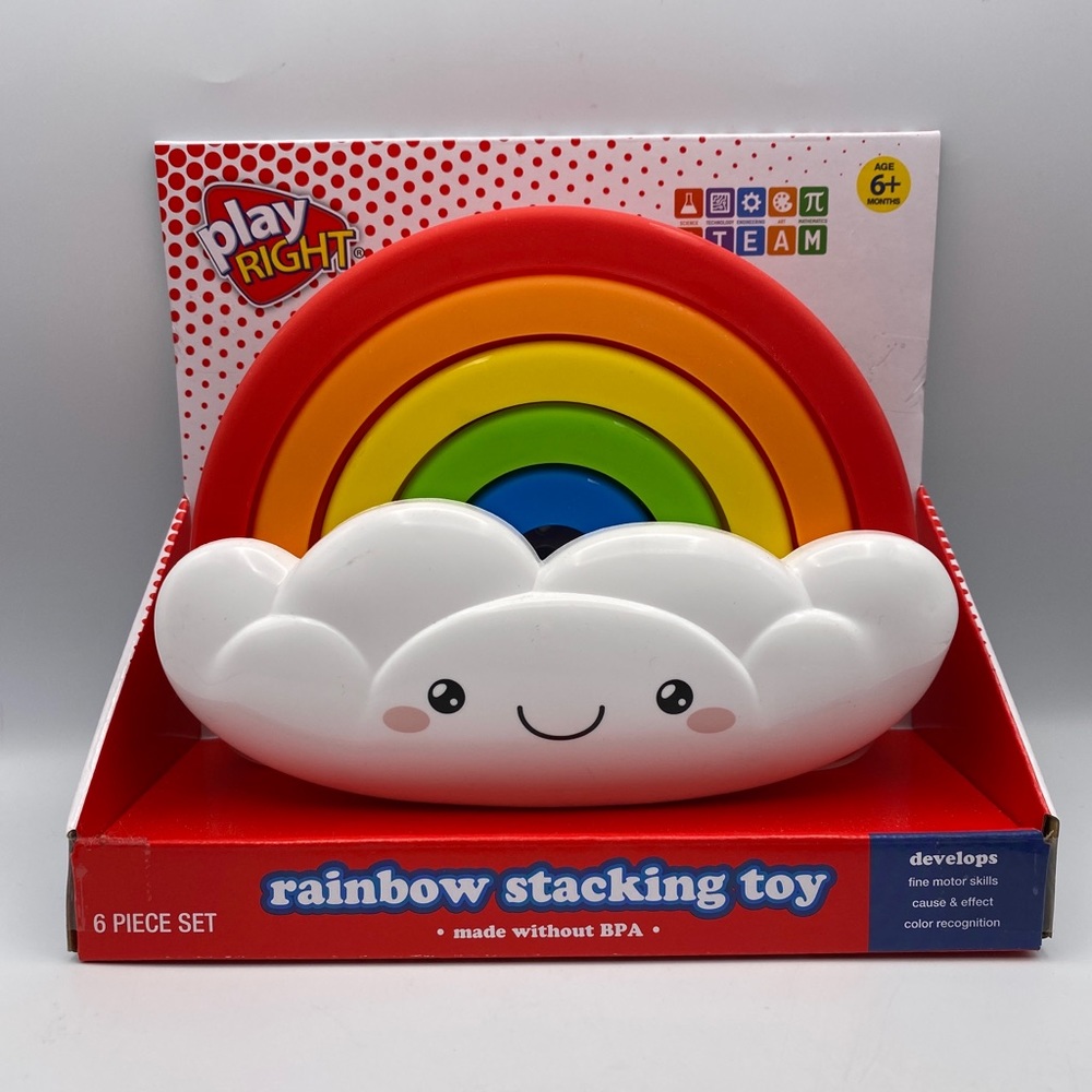 Play Right Rainbow Stacking Toy Develops Fine Motor Skills  Baby 6 Piece Set NEW - Picture 2 of 8